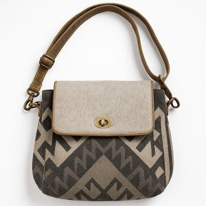 Myra Backpack Purse Canvas Cowhide Genuine Crossbody Aztec Tribal Boho Grey